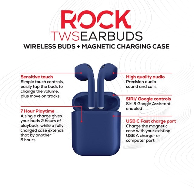 Rock TWS Navy Blue True Wireless Bluetooth Earphones - 4