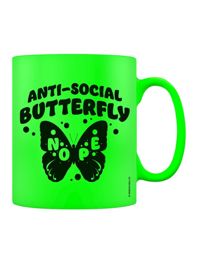 Anti-Social Butterfly Neon Green Mug - 2