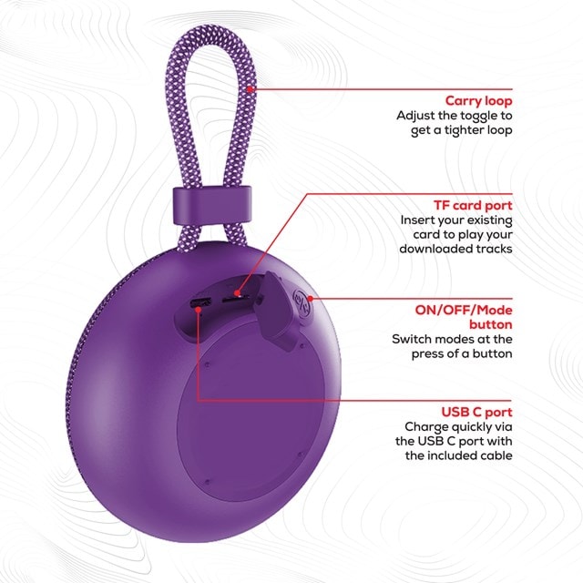 Rock Move Purple Bluetooth Speaker - 4