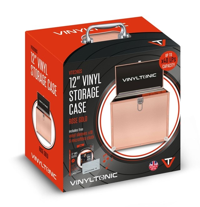 Vinyl Tonic Rose Gold LP Storage Case with Cleaning Cloth & Sleeve 10 pack - 2