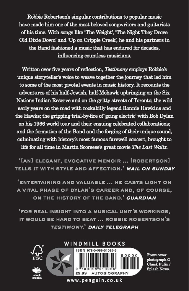 Testimony Paperback By Robbie Robertson - 2