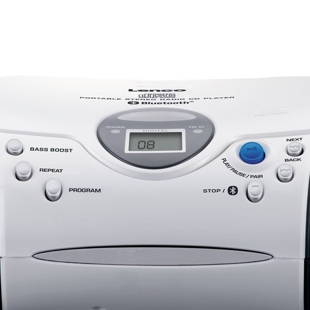 Lenco SCD-24BT White/Black Bluetooth CD Player with FM Radio - 4