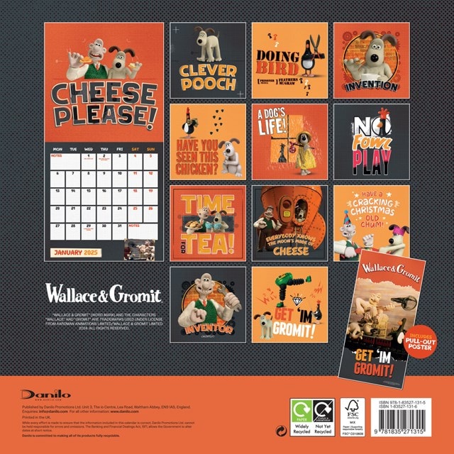 Wallace and Gromit 2025 Square Calendar - 2