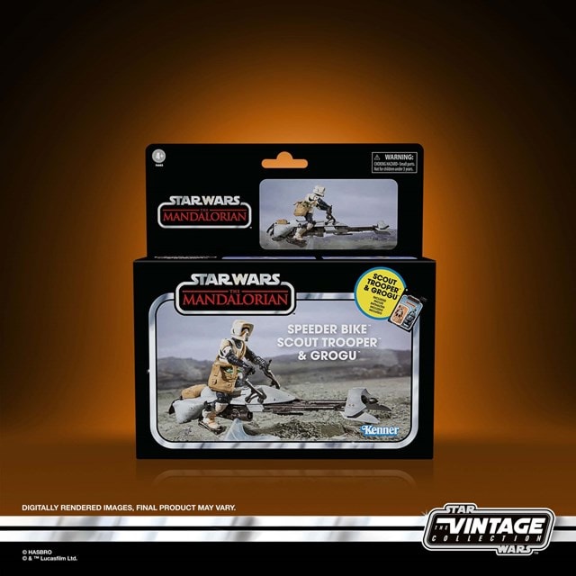 Speeder Bike Scout Trooper & Grogu Star Wars Vintage Collection Mandalorian Vehicle & Action Figures - 12