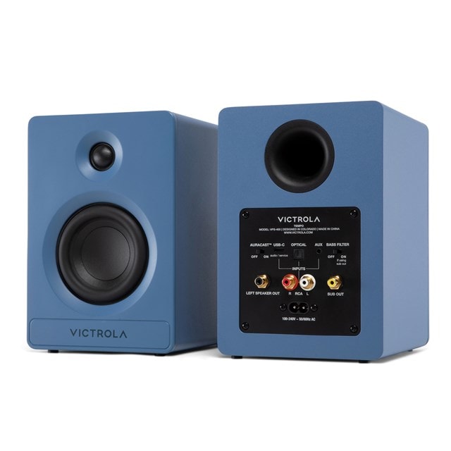 Victrola Tempo Blue Bluetooth Bookshelf Speakers - 4