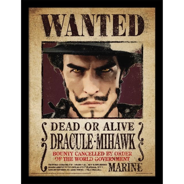Mihawk Wanted Poster One Piece Live Action Framed 30 x 40cm Print - 1