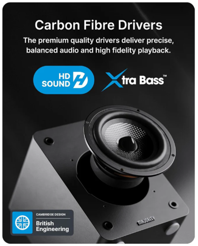 Majority D50X Black Bluetooth Bookshelf Speakers - 4