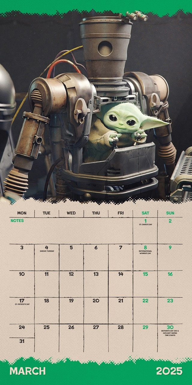 Mandalorian Grogu Star Wars 2025 Square Calendar - 4