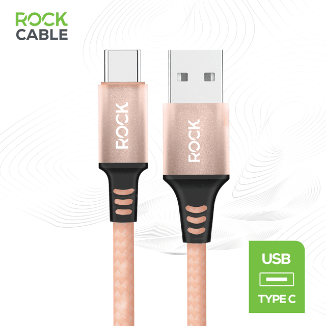 Rock Champagne Gold Braided USB-C Cable 1M - 1