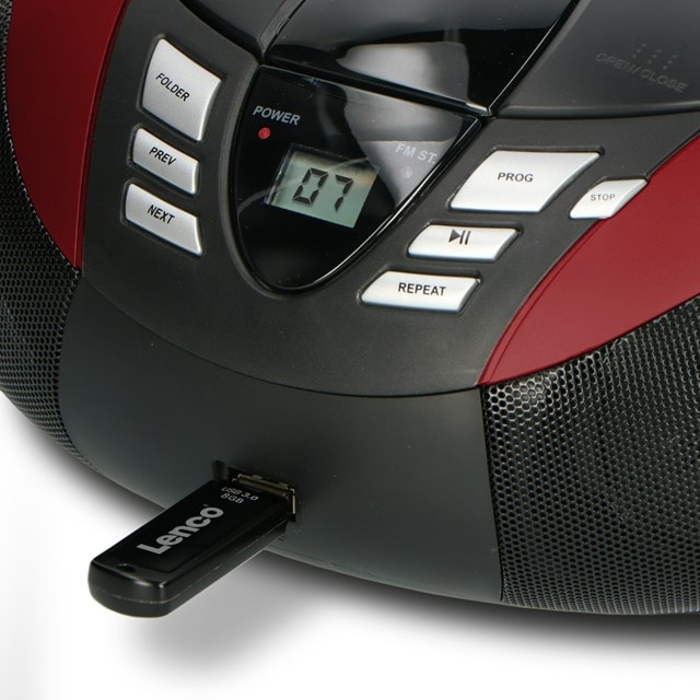 Lenco SCD-37 USB Red CD Player with FM Radio - 4