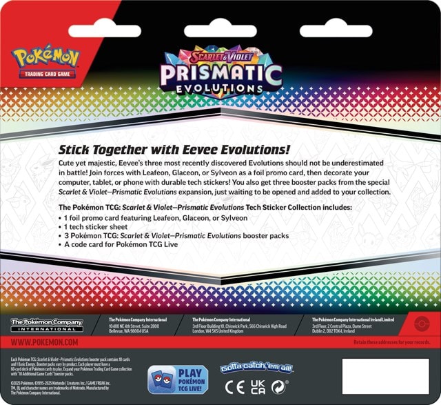 Scarlet & Violet 8.5 Prismatic Evolution Glaceon Tech Sticker Collection Pokemon Trading Cards - 3