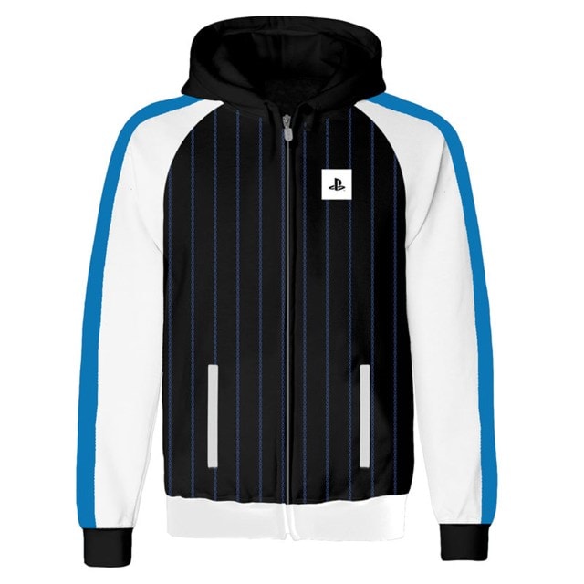 Playstation Striped Logo Black and White Hoodie (Small) - 1