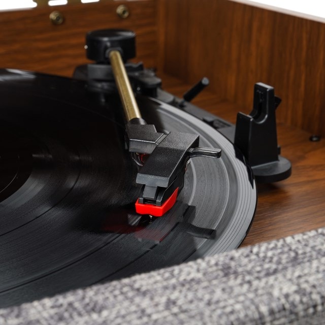 Victrola Century Walnut Bluetooth Turntable with Clock, CD & Cassette - 13