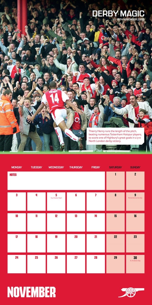 Arsenal FC Legends 2025 Square Calendar - 4