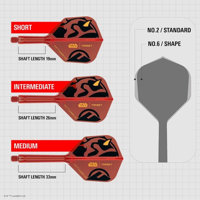 Darth Maul Star Wars Moulded Darts Flights & Shafts - 3