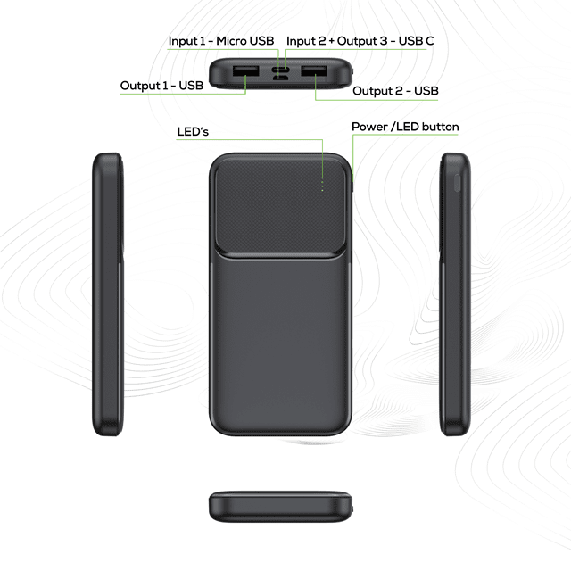 Rock Black 10000mAh Power Bank - 7