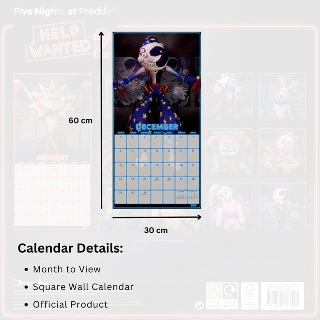 Five Nights At Freddy's FNAF 2025 Square Calendar - 5