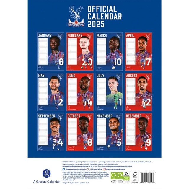 Crystal Palace FC 2025 Calendar A3 - 3