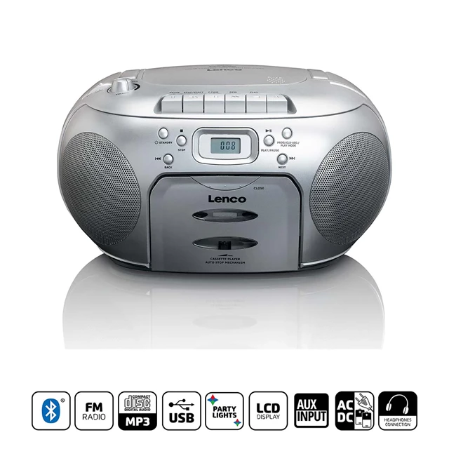 Lenco SCD-420SI Silver CD Player With Cassette & FM Radio - 8