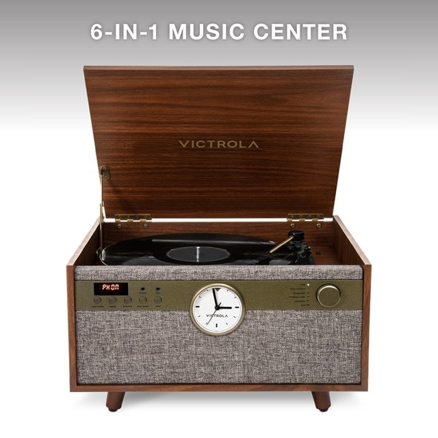 Victrola Century Walnut Bluetooth Turntable with Clock, CD & Cassette - 2