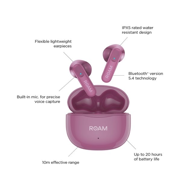 Roam Vega Crocus Pink True Wireless Bluetooth Earphones - 6