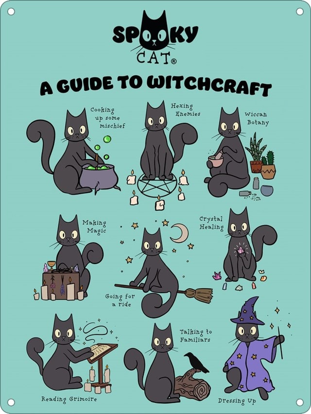 Spooky Cat Mini A Guide To Witchcraft Tin Sign - 1