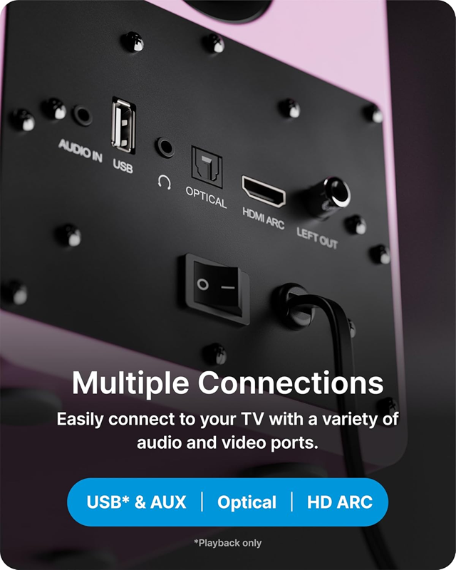 Majority D50X Pink Bluetooth Bookshelf Speakers - 5