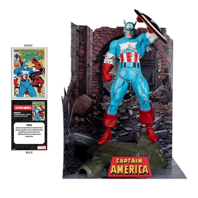 Captain America 1/6 Scale Posed Figure With Scene & Comic Amazing Spider-Man McFarlane Figurine - 1