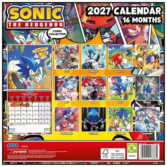 Sonic The Hedgehog 2027 Square Calendar - 2