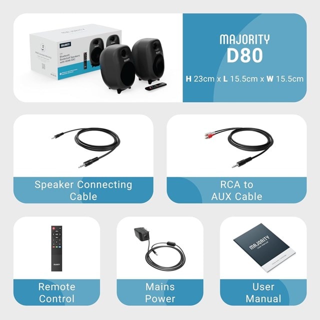Majority D80 Bluetooth Bookshelf Speakers - 5