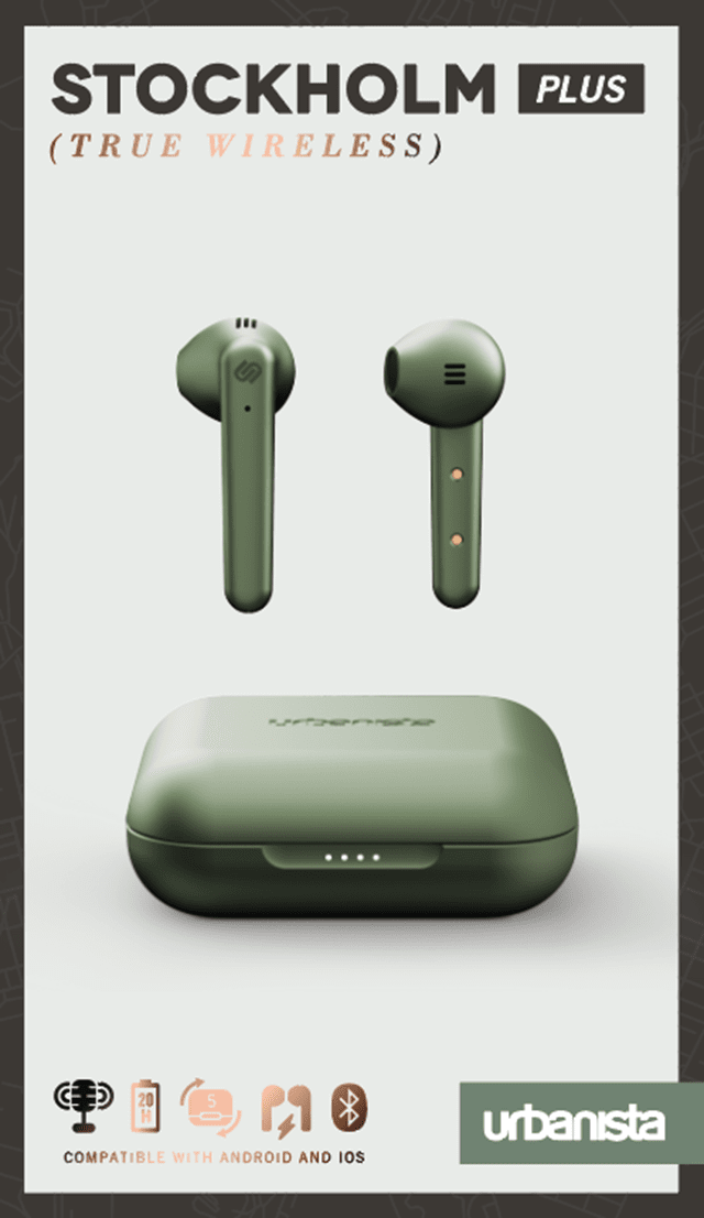 Urbanista Stockholm Plus Olive Green True Wireless Bluetooth Earphones - 4