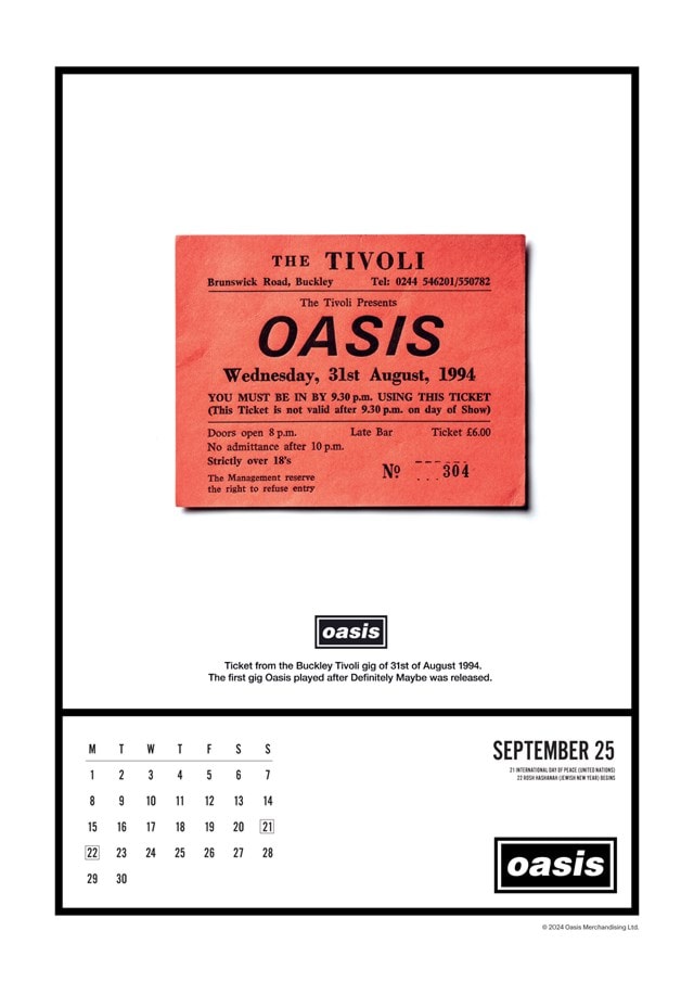 Oasis 2025 A3 Calendar - 10