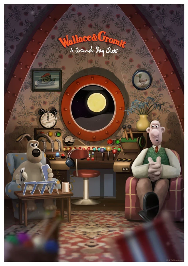 Wallace & Gromit A Grand Day Out Andy Fairhurst Art Print A3 Poster - 1