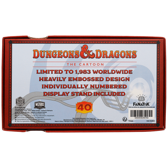 Rollercoaster Ticket Dungeons & Dragons The Cartoon 40th Anniversary Collectible - 2