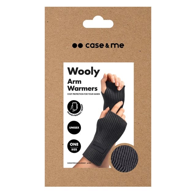 Case&Me Wooly Dark Grey Fingerless Arm Warmers - 2