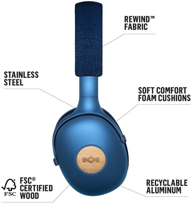 House Of Marley Positive Vibration XL Blue Bluetooth Headphones - 5