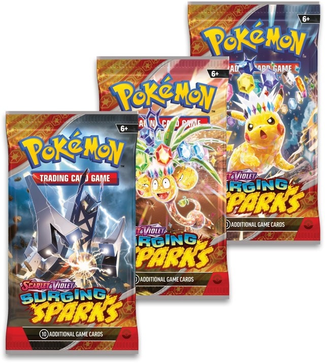 Scarlet & Violet 8 Surging Sparks 3 Pack Booster Pokemon Trading Cards - 3