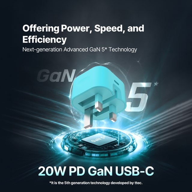 SmartCharger Pro Neon Blue 20W Wall Plug and USB-C Cable Pack - 11