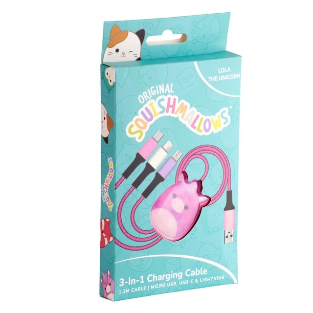 Lazerbuilt Squishmallows Lola the Unicorn 3-in-1 Cable 1.2M - 6