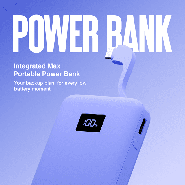 Juice 5 Charges Ultramarine 20000mAh Power Bank with Integrated Cable - 2