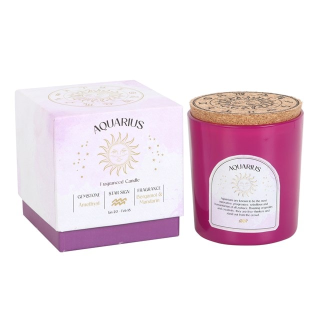 Aquarius Bergamot & Mandarin Gemstone Zodiac Candle - 1