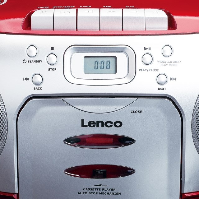 Lenco SCD-420RD Red CD Player With Cassette & FM Radio - 5