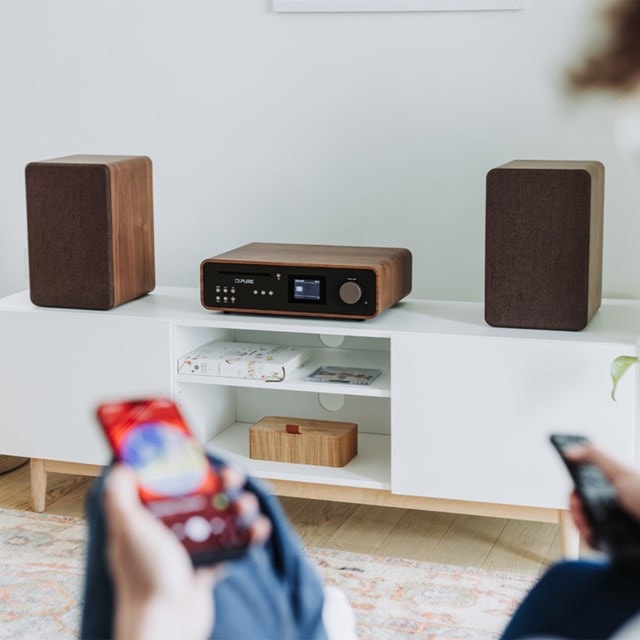 Pure Classic Stereo Coffee Black/Walnut Bluetooth HiFi System - 8