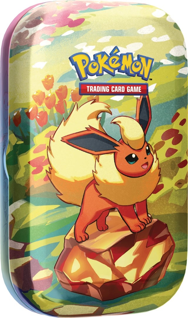 Scarlet & Violet 8.5 Prismatic Evolution Mini Tin Variant Flareon Pokemon Trading Cards - 1