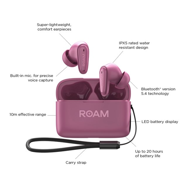 Roam Ursa Crocus Pink True Wireless Bluetooth Earphones - 6