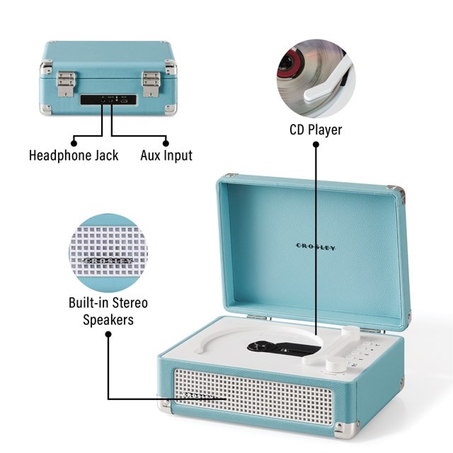 Crosley Cruiser CD Turquoise Bluetooth CD Player - 4