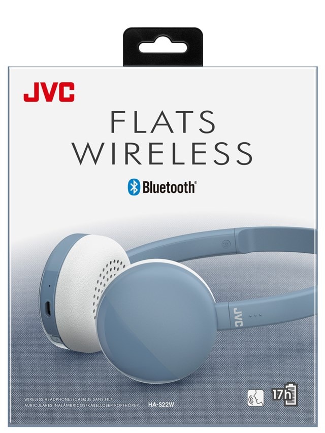 JVC Flats HA-S22W Blue Bluetooth Headphones - 6