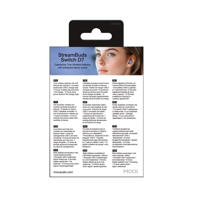 Mixx Audio StreamBuds Switch D7 Sky Blue True Wireless Bluetooth Earphones - 7