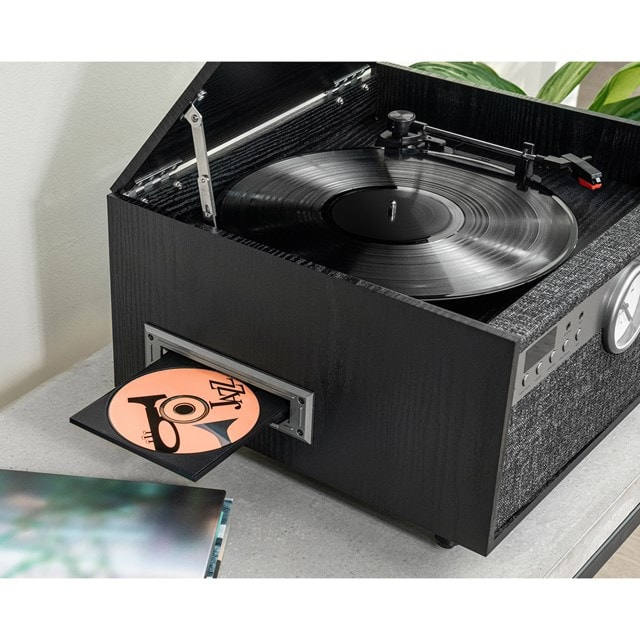 Victrola Century Black Bluetooth Turntable with Clock, CD & Cassette - 16