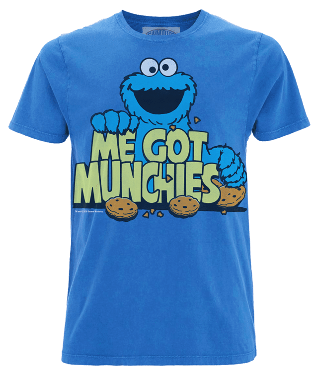 Sesame Street Me Got Munchies Washed Royal Blue Tee (Small) - 1